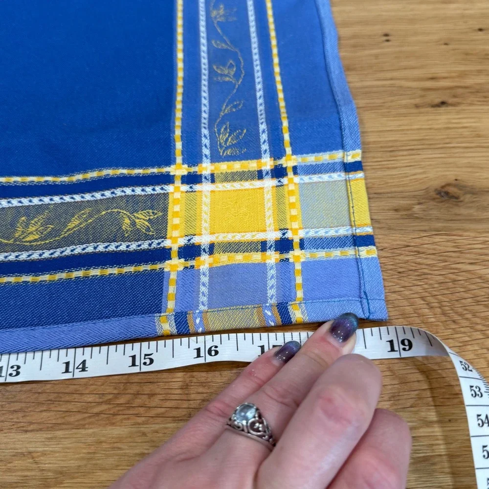 Set of 2 French Provencal Blue Yellow 100% Cotton Napkins Made in France Summer